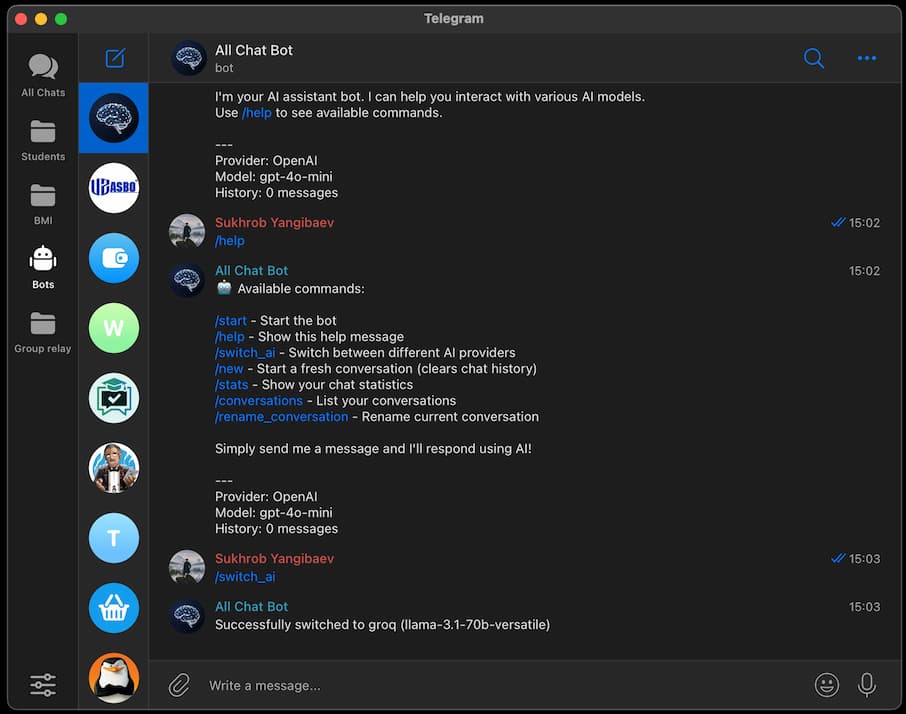 All-Chat-Bot: Multi-AI Telegram Chatbot (open source) thumbnail